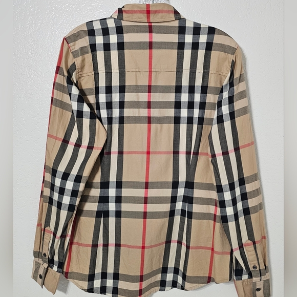 Burberry Brit Nova Check Button Down Shirt Size M/L Classic Plaid Stretch Cotton - Picture 3 of 8